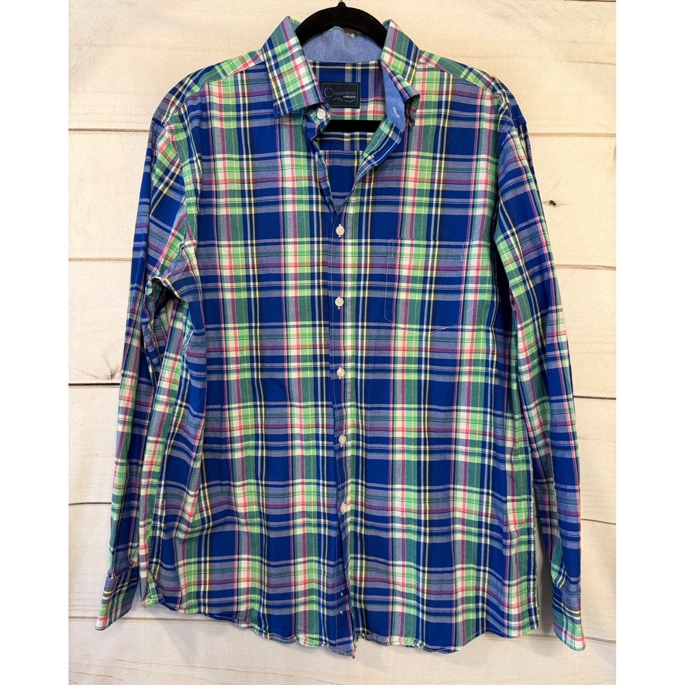 Charleston Threads Mens Plaid Long Sleeve Button Down Shirt XL‎ Multicolored